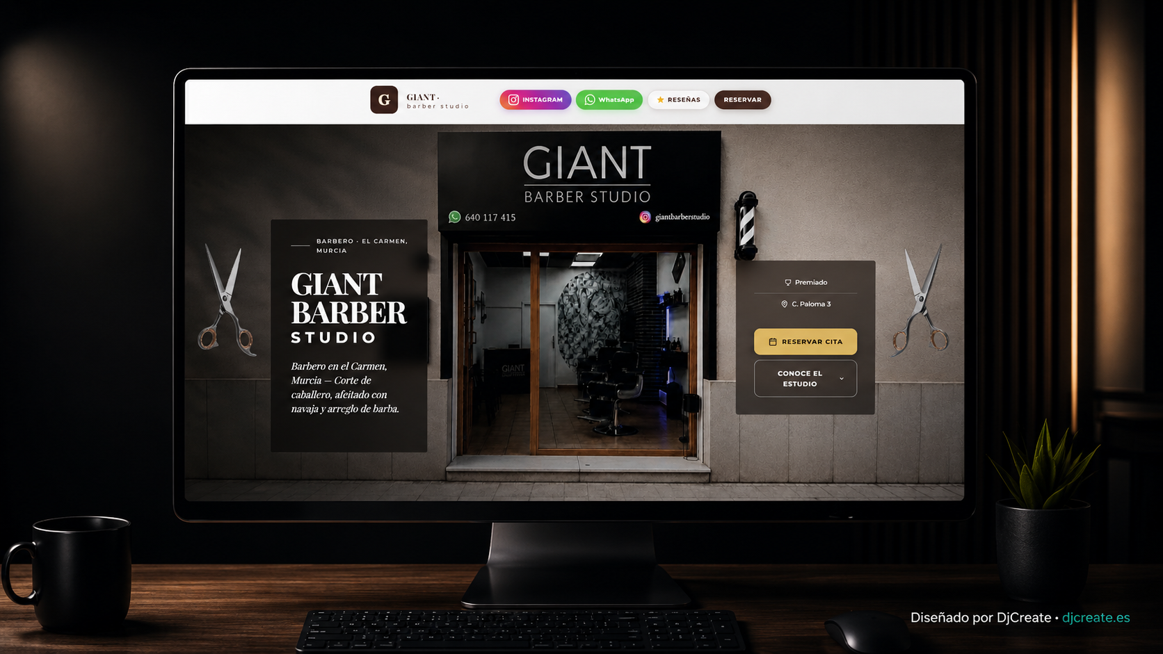 Diseño web Giant Barber Studio Murcia — proyecto de DJ Create